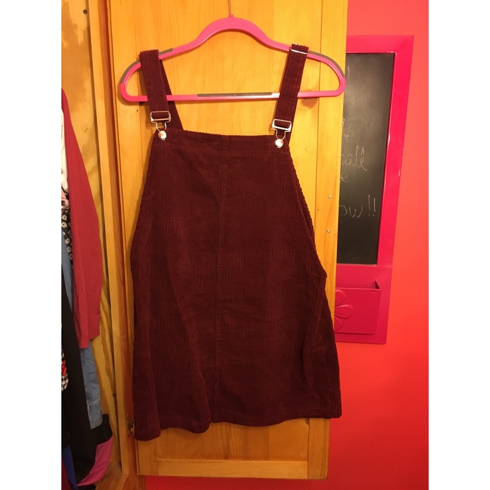 Red overall dress